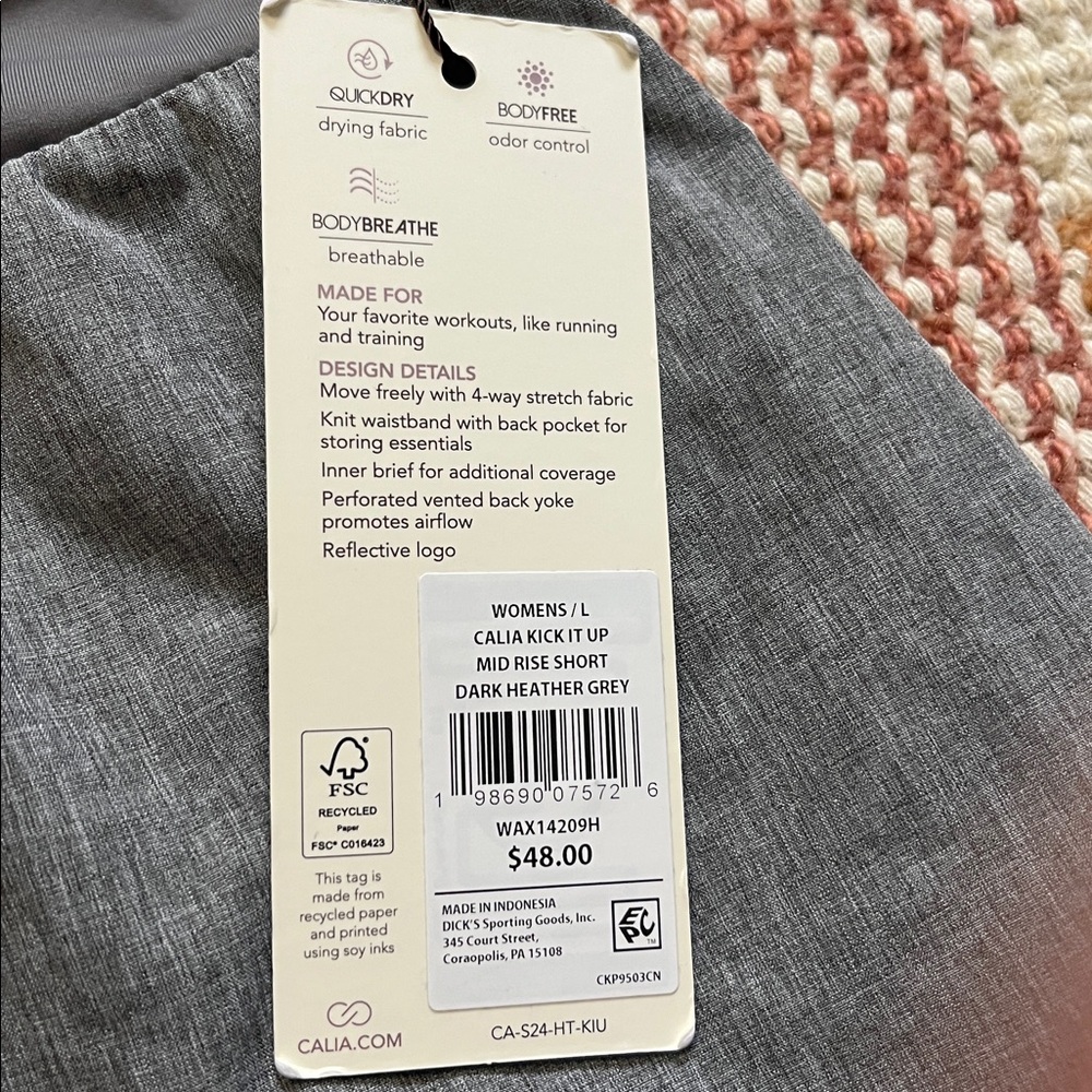 NWT Calia Gray Kick It Up Performance Short 3” inseam Size L - Picture 6 of 12